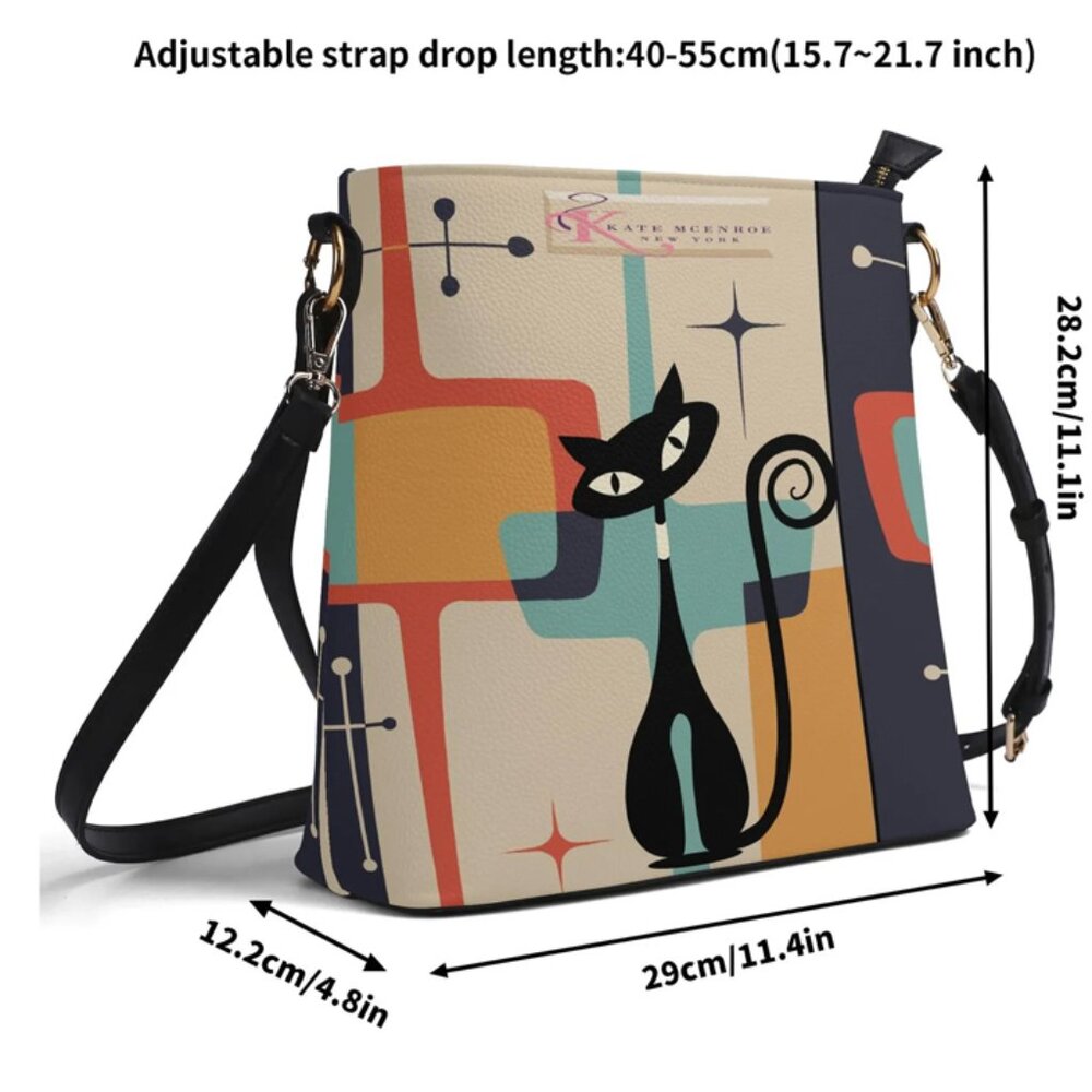 Atomic Kitschy Cat Crossbody Bucket Bag - NWT - Retro Vibe - Picture 5 of 7